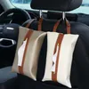 Cajas de pañuelos servilletas de servilletas de automóviles cajón colgante de cuero asiento de cartón de cartón de estilo nórdico decoración de interior de automóvil creativo Z0505