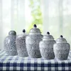 Förvaringsflaskor keramisk blomma vas traditionell bordsskiva te caddy porslin ingefära burk