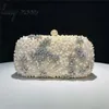 Kvällspåsar Kvinnors kopplingsväska Crystal Pearl Clutch Purse Luxury Handväska broderi Kvällsväska bröllopsväska för brud axelväska ZD1529 230505