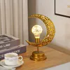 Dekorativa föremål Figurer Led Iron Ramadan Moon Star Lights Lamp Islamic Muslim Festival Table for Home Bedroom Kareem Decoration 230504