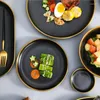 Placas Bling Blim Black Porcelain Dinner Plate Set