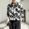 Men's Casual Shirts Korean Fashion Printed Stylish Mens Clothing 2023 Summer Trends Vacation Shirt Holiday Dress Pattern Loose Blouse Ins