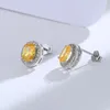 Boucles d'oreilles à tige en argent sterling 925 femme douce boucle d'oreille vert ou bleu ovale cristal pierre luxe fiançailles mariage pour femme bijoux