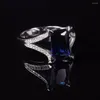 Pierścienie klastra luksus 925 Streling Silver 10ct Square Blue Sapphire zaręczyny Pierłogość dla mężczyzn Wome Biżuteria SZ 8 9 10 11 12 13