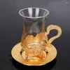 Mugs 100-200ml European Style Zinc Alloy Exquisite Craft Coffee Set Tea Cup Milk Water Dish Metal Glass