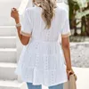 Festklänningar Ekwua Summer Ladies Wedding Blus Bohemian Tunic Cotton - Lace Ruffle Top Women's Beach White Dress for Women Clothing