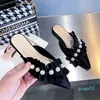 Kappy Slajdy Designer 2023 Wiosna i lato nowe czyste mody Pearl Fashion Sandals Flat Heel Buty Muller Buty 220525