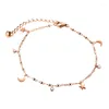 Anklets Moon Star Anklet for Women Rose Gold Color Rostfritt stål Fashion Jewelry (GA121)