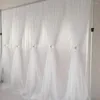 Decorazione per feste 3m Hx 3mW Romantica fantastica tenda in voile bianco argento spilla cravatte drappo sullo sfondo di nozze