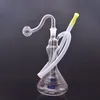 Protable Big Vase Style 10mm female water dab rig bong pipe with Glass oil burner bowl and silicone straw hose