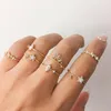 Klusterringar Kotik Bohemian Geometric Set Gold Color Crystal Cross Arrow Butterfly Knuckle Finger Ring for Women Fashion Jewelry