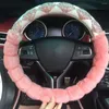 Housses de volant hiver housse de voiture en peluche rose chaud étui à fourrure avec strass cristaux pour femmes dame