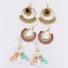 Ethnische indische Glocken Quaste Ohrringe Set für Frauen Bohemian Vintage Gold Metall geometrische Tropfen Ohrringe Jhumka Schmuck