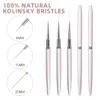 Nail Brushes 3pcs French Art Liner 81520mm 100 Kolinsky Gel Polish Tools Design Painting Drawing Liners Pincel 230505