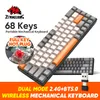 Teclado mecânico GK65 RGB 3 modos sem fio 4000mAh keycaps bluetooth 2.4g jogo russo-swappable teclado