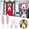 Decorative Flowers Easter BuWith Ears Wreath Kits Ornaments Spring Outdoor Hanging Decorations 2023 Party Decor For Home