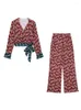 Женские брюки с двумя частями yljhqx 2023 Spring Women Vintage с длинным рукавом шнуровка