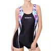 Wetsuits Drysuits Womens Athletic One Piece Rash Guards Swimsuit Swimwear Neck SleevelESS Surfing Bathing Suit for Summer Swimming Training J230505