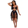 Summer Sexy Mesh Bikini Beach Swimsuit Two Gradient Piece Set