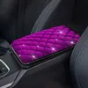 Upgrade Plush Car Gear Shift Handbrake Rearview Mirror Armrest Cover Shoulder Pad Set Purple Crystal Decor Set Car Accessories For Woman