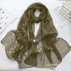 Halsdukar Fashion Flower Chiffon Georgette Scarf Women Printing Long Soft Wrap Shawl Beach Kerchief Female Foulard