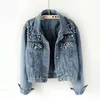 Kvinnors jackor Autumn Fasion Outwear Rivet Studded Denim Loose Female Casual Short Jeans Coat 230505