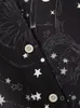Bluzki damskie 2023 dziewcząt streetwearda moda galaktyka konstelacja nadruku długie koszule letnie panie eleganckie proste czarna bluzka jedwabny