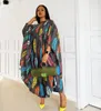 Plus size Dresses Summer Loose For Women Dashiki Abaya Bohemian Leaf Print Kaftan Robe Femme Ankara Afican Size Long Maxi Beach Dress 230504