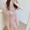 Casual Dresses M-3XL Dresses Women Summer Chic Hot Sale Soft Lady V-neck Stylish Tunic Slim Beach Simple Print Tender Sweet Holiday Vestidos 230505