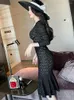 Casual jurken mode dames avondjurk mujer zwart temperament sparky pailletten vouwen midi fishtail party prom verjaardag gewaad femme