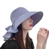 Brede rand hoeden mooie vrouwen visser hoed ronde zweet absorptie zomer zon opvouwbaar winddicht