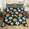 Sängkläder sätter pojkar fotbollsdäcke omslag set Microfiber 3D Soccer Comporter Ball Sport Theme Single Twin King for Kids Teens