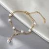 Fußkettchen SZN 316L Edelstahl Doppelschicht Schmetterling Perle Charme für Frauen Mädchen Mode Beinkette Schmuck Party Geschenke