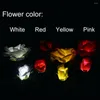 Kwiaty dekoracyjne Outdoor Solar Rose Flower LED LED LED LAWN OGRODY Patio Patio Ganek Projekt lampy