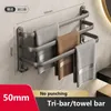 Organization Towel Rack Folding Holder With Hook Bathroom Accessories Wall Mount Rail Shower Hanger Aluminum Bar Matte Gray Shelf 4060CM