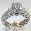 Vintage Three Stone Lab Diamond Promise Ring 925 Silver Engagement Wedding Band Ringen voor vrouwen Bruids Party Sieraden