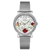 Zegarek na rękę Julius Lady Women's Watch Japan Quartz Godziny Fine Rose Flower Fashion Sukienka Bransoletka stal nierdzewna urodziny