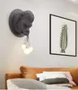 Lampada da parete moderna in resina grigia/bianca a forma di scimmia, decorazione per la casa, soggiorno, sala da pranzo, applique WA026