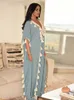 Robes décontractées Casual Bohème Lâche Gland Ruffer Robe Longue À Manches Courtes Robe De Plage D'été Musulman Marocain Caftan Maxi Robe A1384 230505