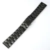 Titta på band 24mm svart solid länk rostfritt stål handledsband distribution spänne med push -knappband armband män kvinnor gd013924