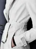 女性SジャケットNerazzurri Spring Runway White Long Leather Trench Coat for Women Sleveエレガントな高級ファッションレディースコートデザイナー230505