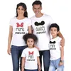 Family Matching Outfits Father Mother Kids Baby Family Matching Clothes Short Sleeve Cartoon Tops Matching Clothes Family Look Black T-Shirts 230505