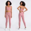 Yoga -outfit Naked Feel Yoga Set Women Fitness Sportswear 2 -delige Strappy Sports BH High Taille Gym Leggings Trainings Outfit Active Wear P230505