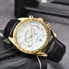 Relógios de pulso Omeg para homens 2023 Novos relógios masculinos com cinco agulhas, relógio de quartzo de trabalho com mostrador de alta qualidade, marca de luxo, relógio cronógrafo, cinto de couro, moda masculina
