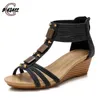 Sandálias 2023 Bohemia Wedge for Women Fyfy Walk Casual Summer Roman Roman High Sapatos de praia respiráveis