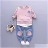 Kledingsets 2pc peuter babyjongens kleren outfit kinderjongen kinderen shirt topsadd casual kinderen met lange mouwen set katoen drop leveren dhxv9