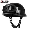 Skates Helmets Motorfietshelm Duitse lederen Vintage Casco Moto Motorfiets Open Face Retro Half Helmet Biker Pilot Dot Certification SXXL 230505