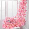 Dekorativa blommor 5 st 180 cm Cherry Blossom Rattan Home Wedding Arch Decoration Vine Artificial Diy Silk Ivy Wall Hanging Garland Wreath