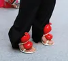Sandálias Balão feminino 100 Couro Branco Red Stiletto Alto Sapatos de Vestido de Partido de Verão de Summer Shoes