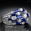 Fedi nuziali 2023 arrivo anello di fidanzamento di colore bianco blu di lusso per le donne gioielli regalo di anniversario all'ingrosso R7723